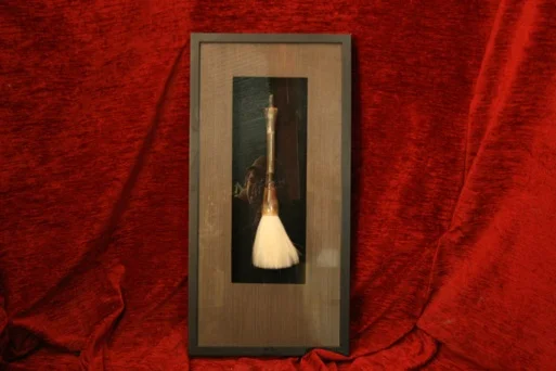 Ash decorative display box with Chinese brush and horn handle
