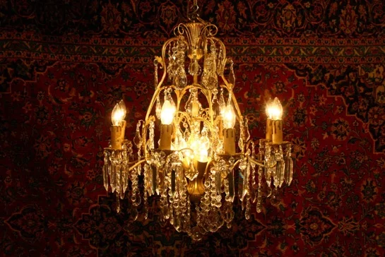 Nice crystal and brass chandelier