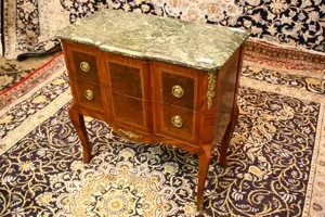 Renaissance Antique Dublin Ireland Marble topped sideboard table with inlay and brass mounts 