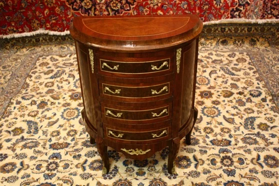Renaissance Antique Dublin Ireland Semi circular inlaid chest of drawers