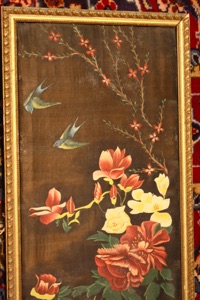Renaissance Antique Dublin Ireland Pair of old Asian silk prints 