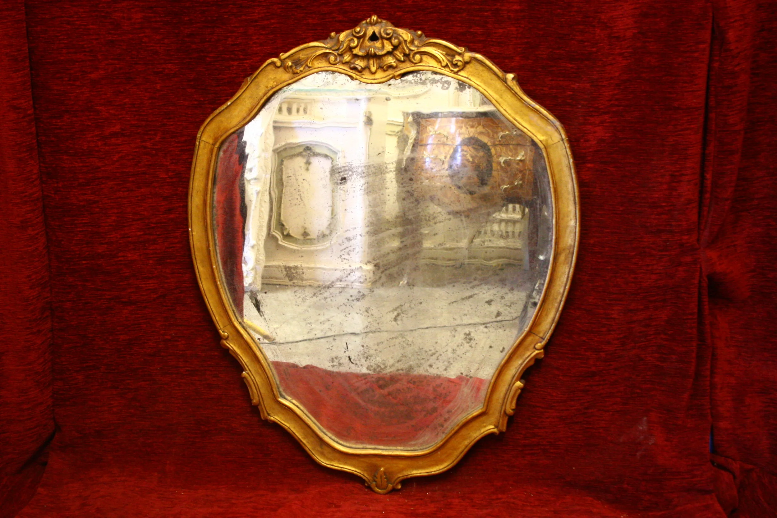 Renaissance Antiques Dublin Ireland  OLD SHEILD SHAPED MIRROR