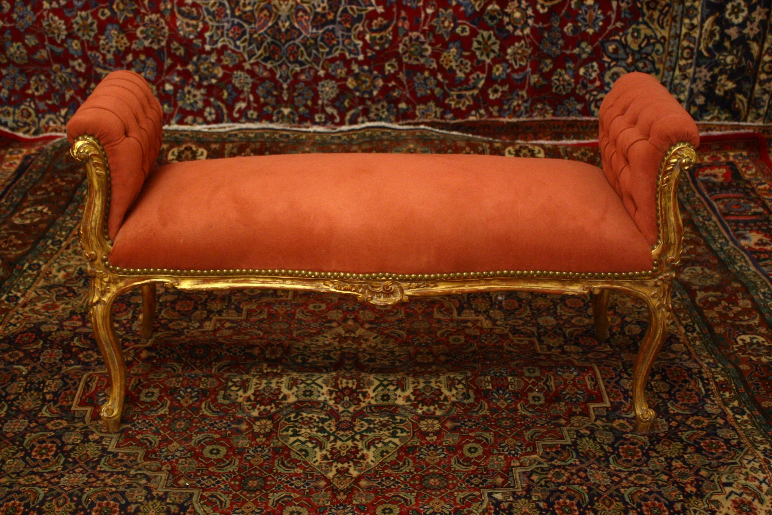 Renaissance Antique Dublin Ireland two seater gilt stool