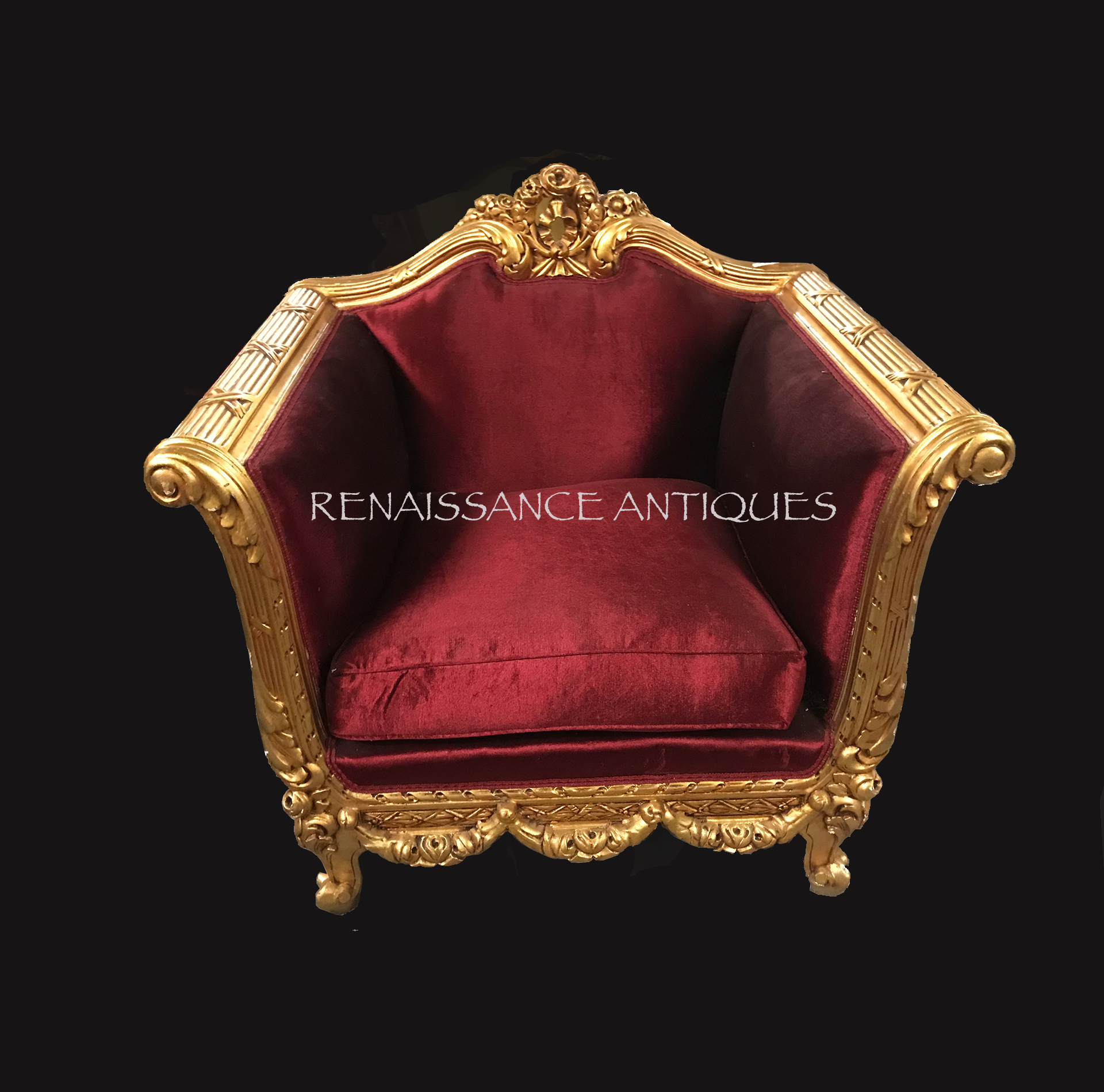 Antique style Throne or King chairs Red on gold