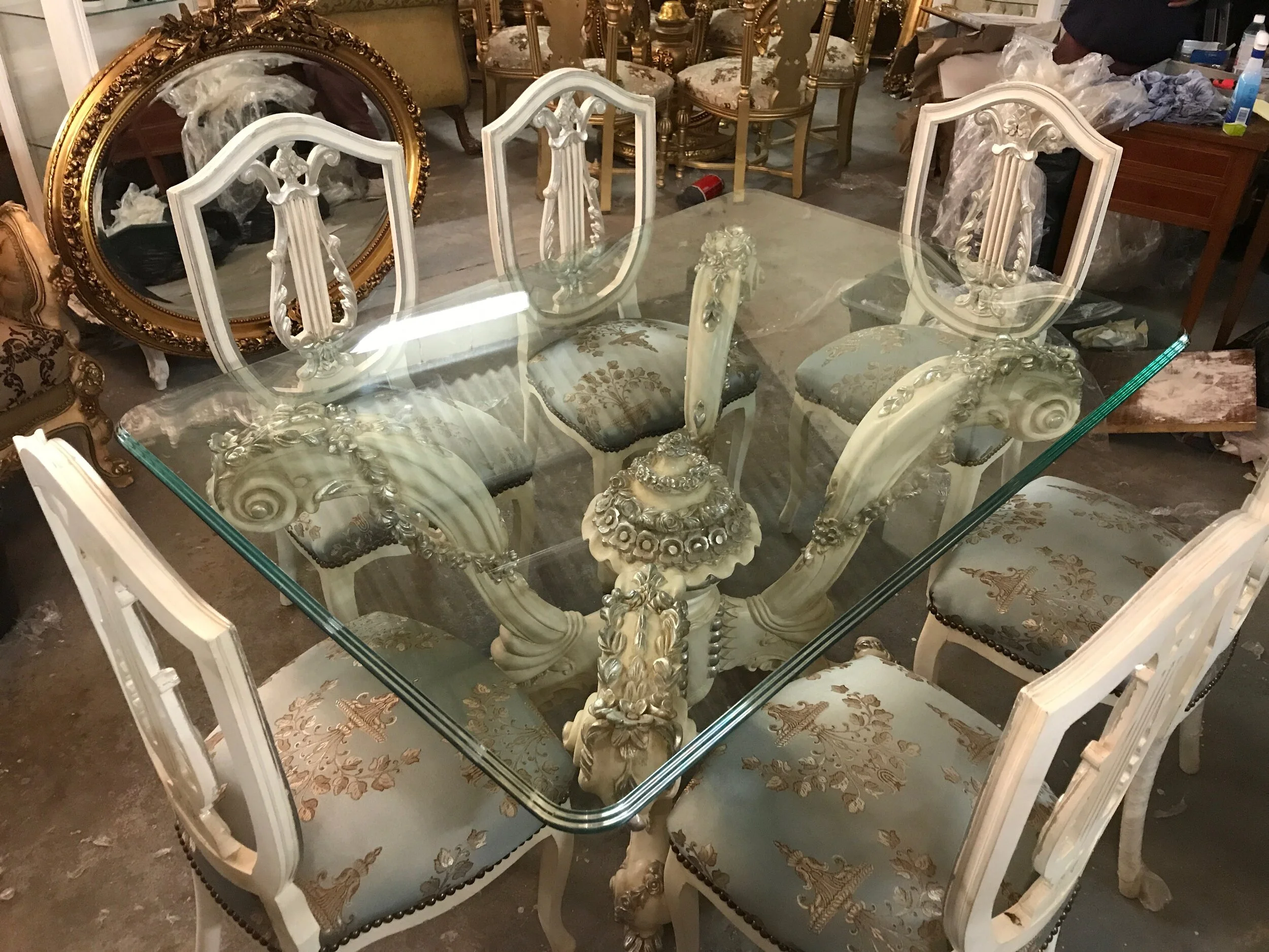 Silver and cream table and chairs