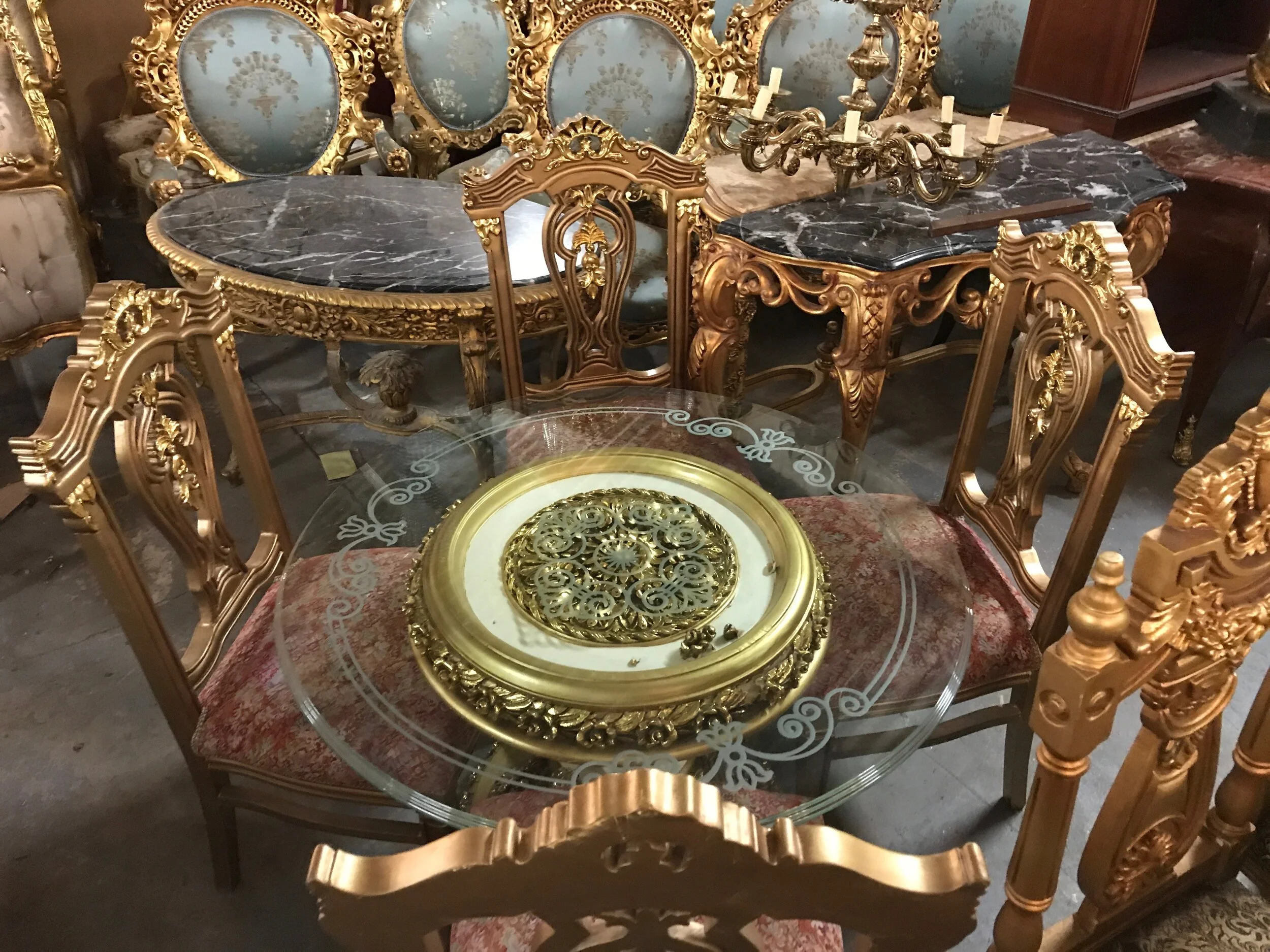 Fine gold table and chairs