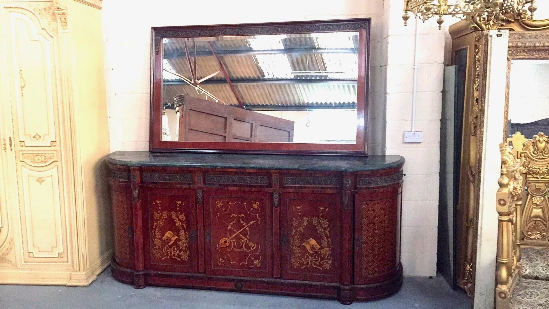 Inlaid sideboard Renaissance Antique Furniture and Lighting Warehouse Dublin Ireland