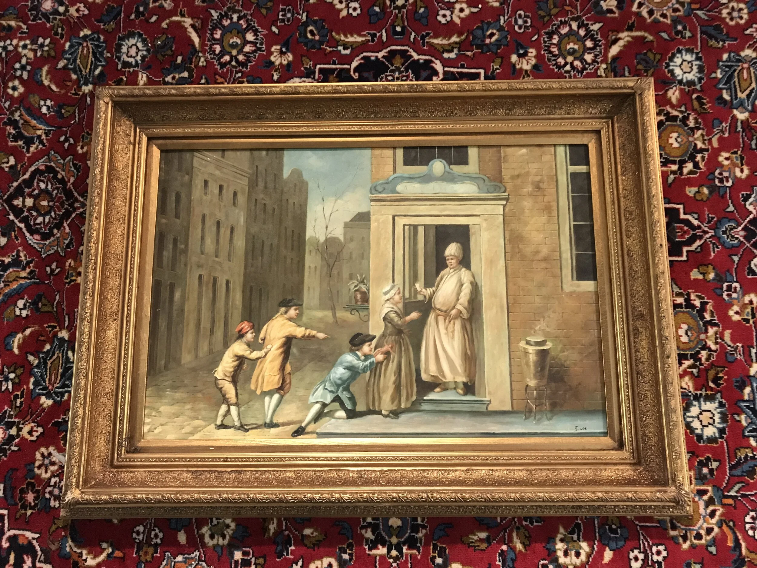 Oil on canvas painting Renaissance Antique Furniture and Lighting Warehouse Dublin Ireland
