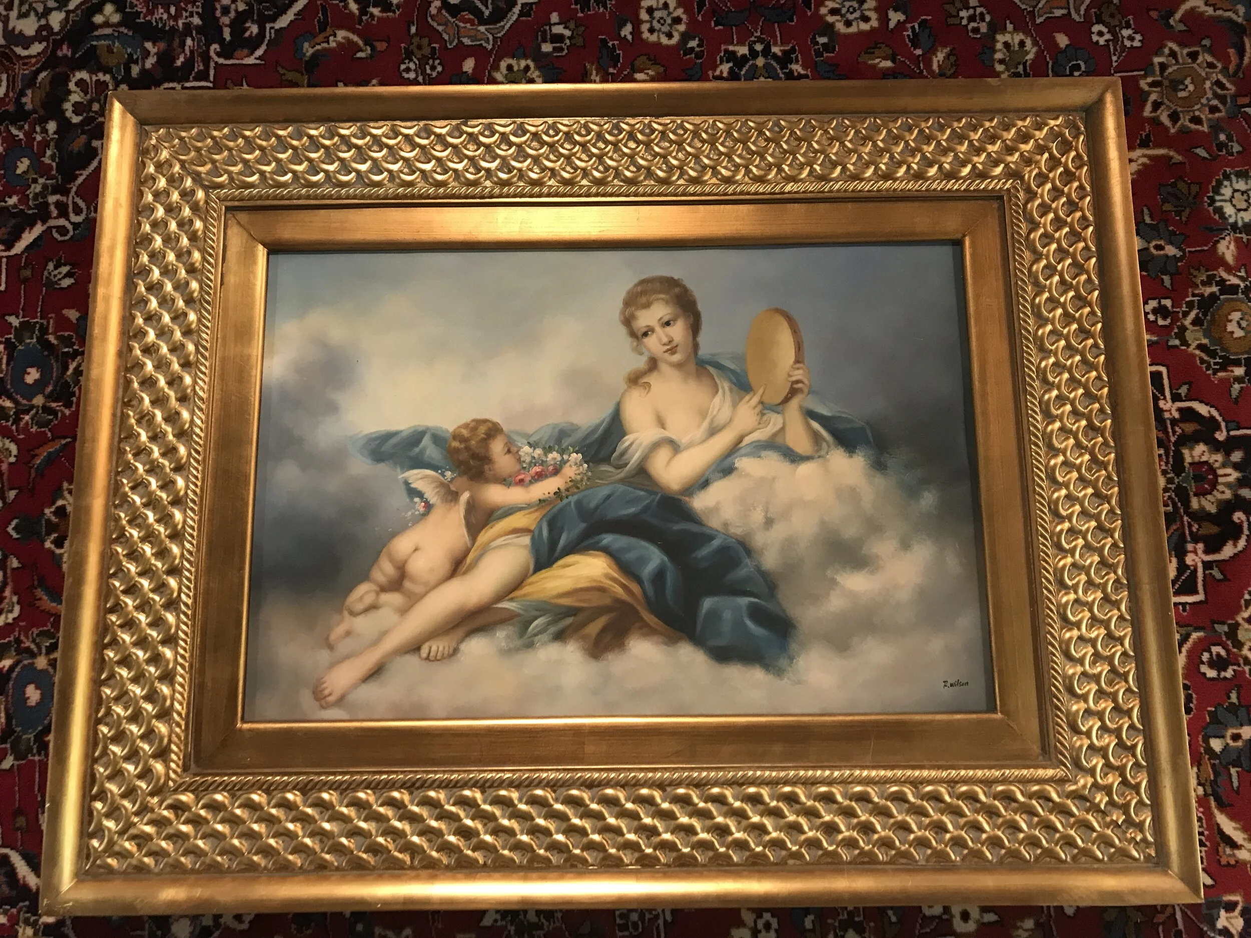 Oil on canvas painting Renaissance Antique Furniture and Lighting Warehouse Dublin Ireland