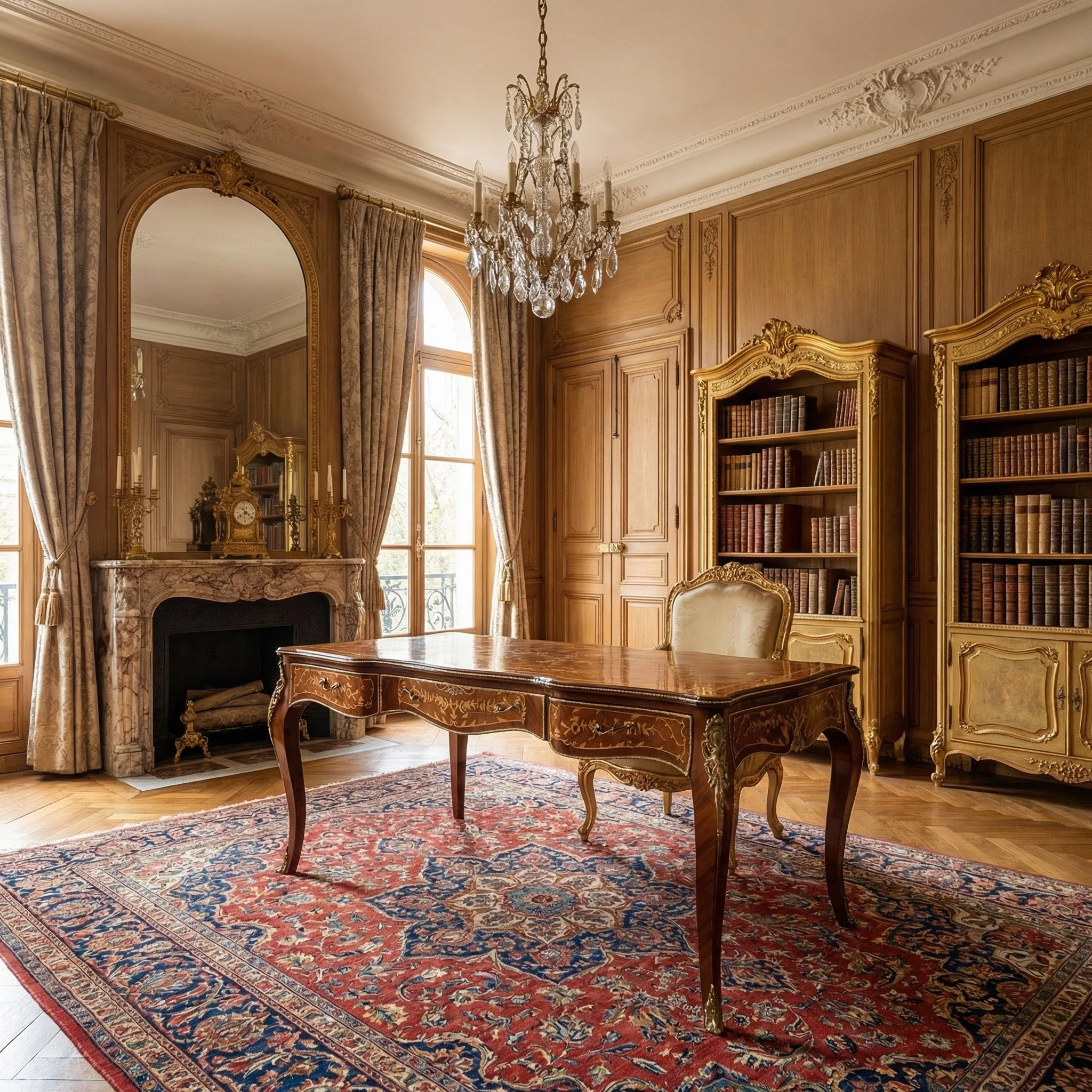 Very large inlaid handmade desk