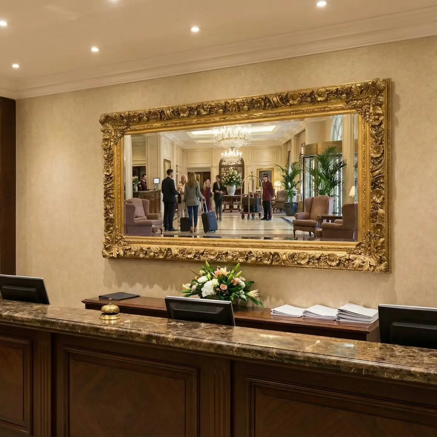 Nice large heavy wooden frame gild gold  mirror
