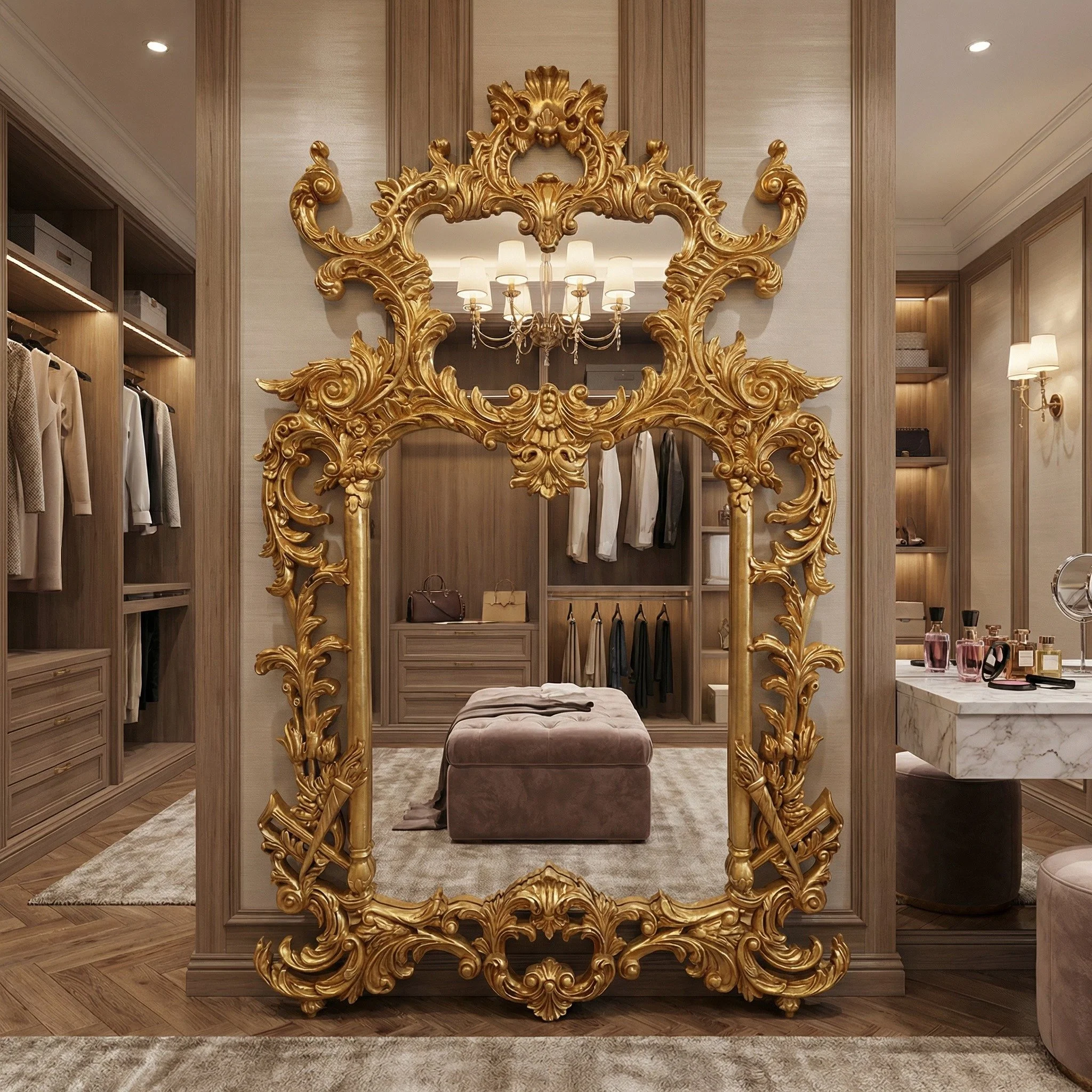 Very highly carved old mirror restored