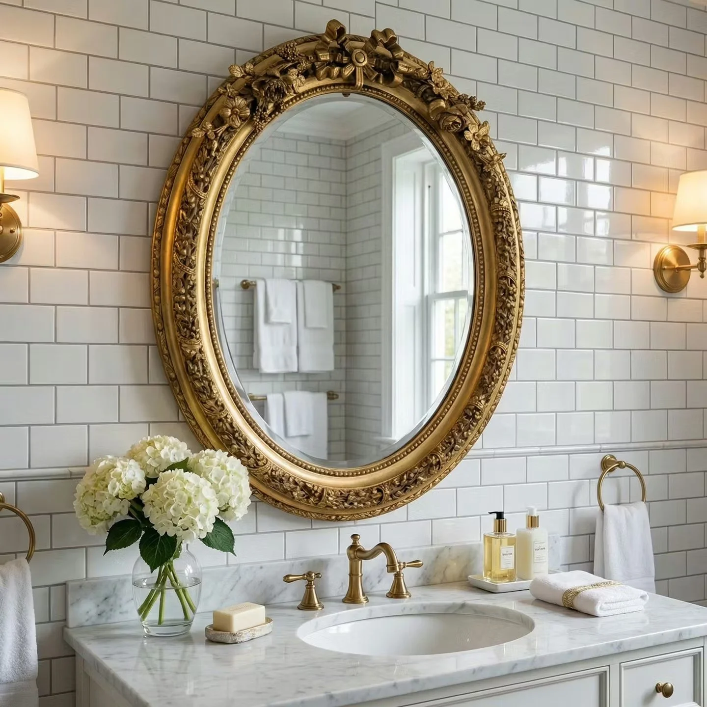 Medium oval gilt gold mirror nice quality