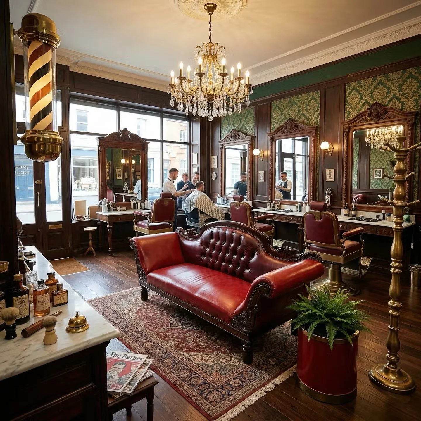 Red leather Chesterfield sofa