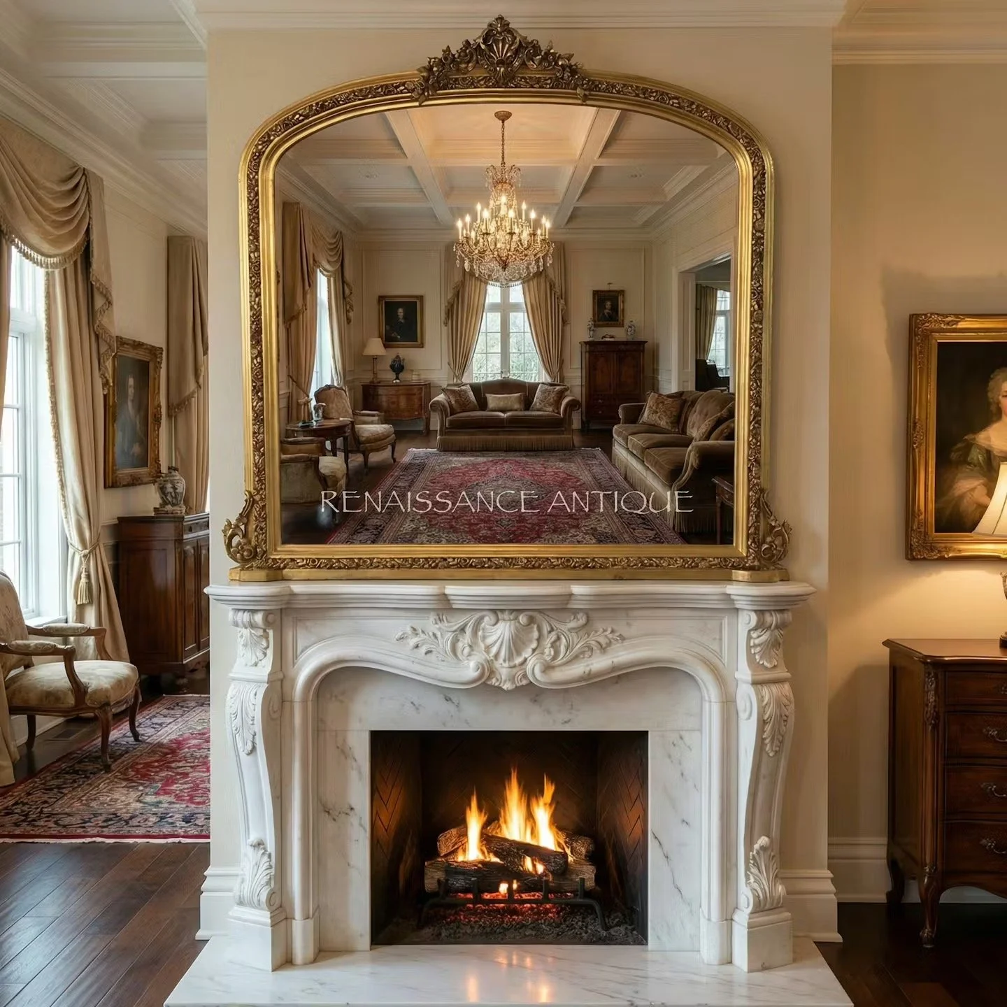 Image 61.FANTASTIC VERY LARGE ANTIQUE STYLE OVERMANTLE