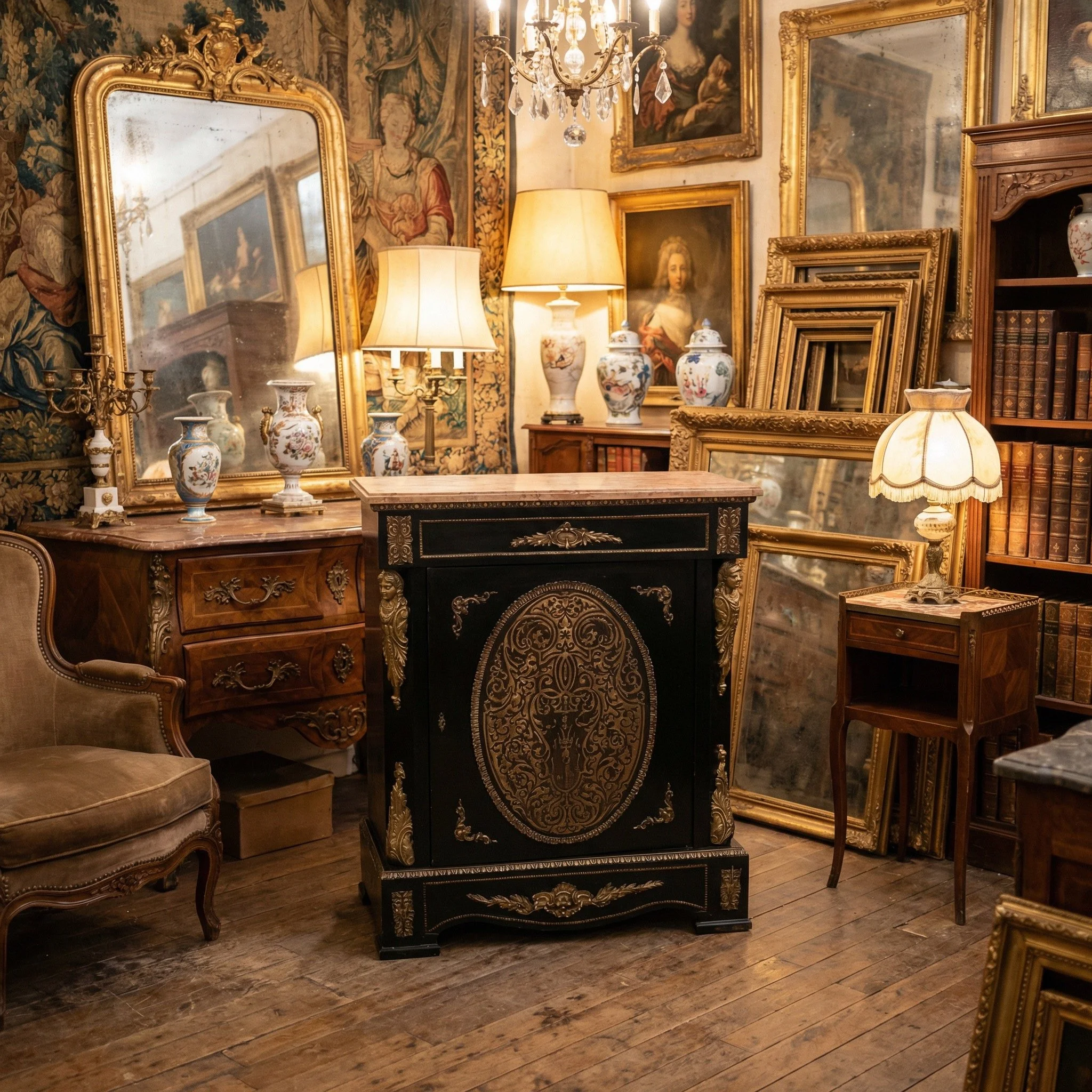 Inlaid brass boulle cabinet