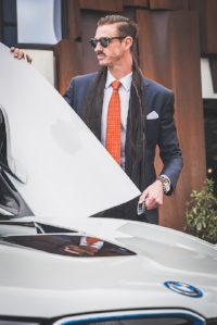 A navy blue suit is a must for your wardrobe. Conservative enough for any workplace, You can still make a statement through your choice of accessories such as ties, pocket squares, and boutonniere.