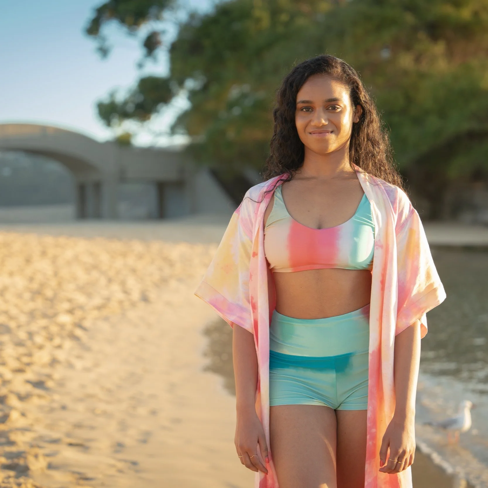 Bikini V Neck Top Rose Garden Blue — tasha RUI