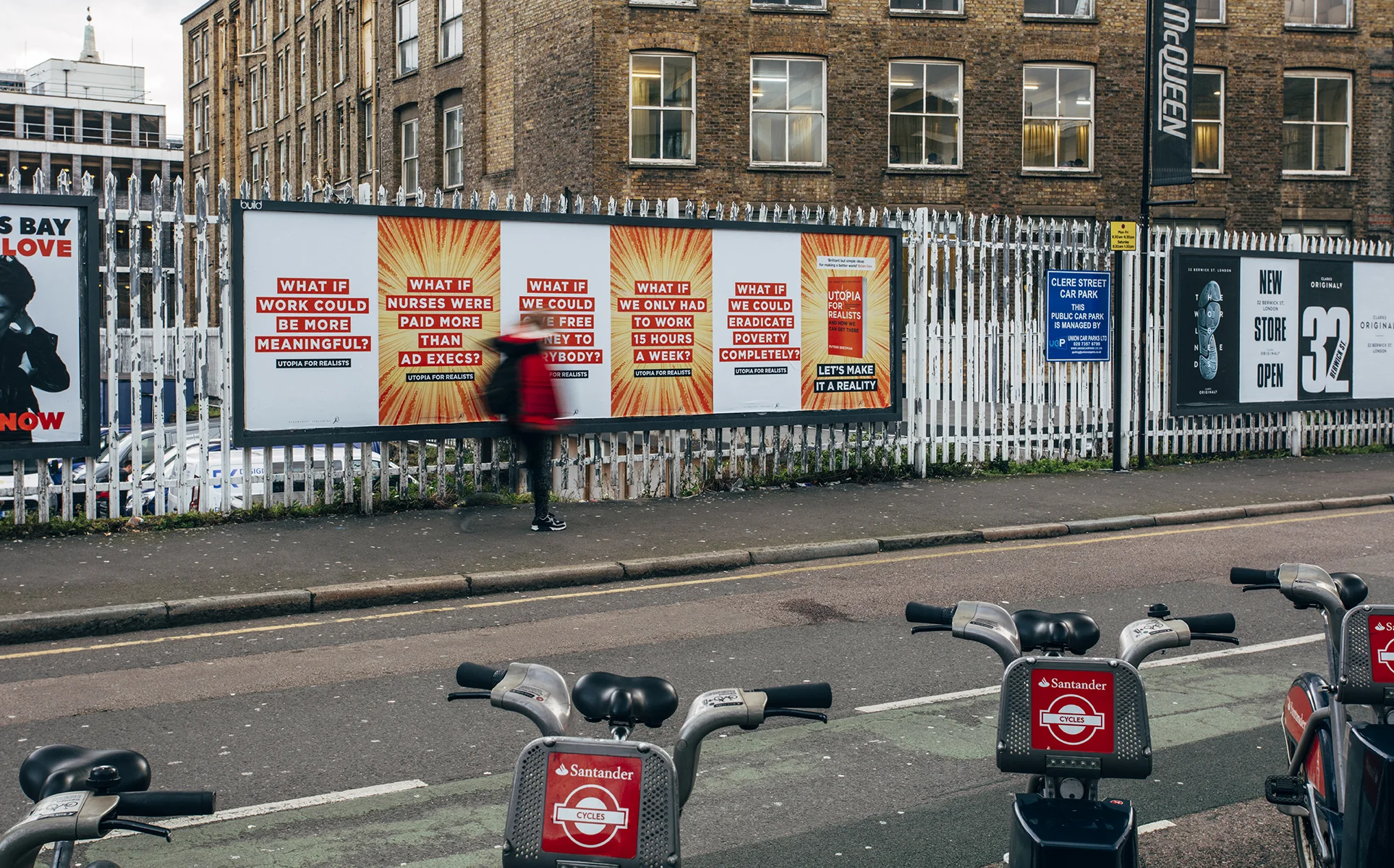 The bestselling book provides a blueprint for a liberal paradise and embraces themes of revolution and optimism. As the cover artwork had already been defined, a complimentary graphic solution was needed for an outdoor campaign. Posters were displayed in multiple London sites, Birmingham, Glasgow and Edinburgh. 
