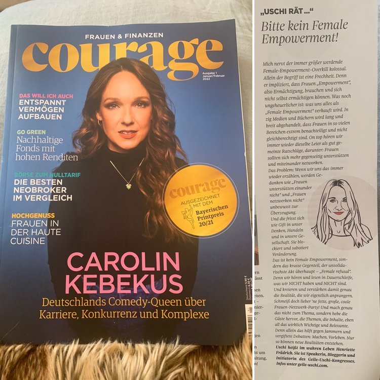 Henriette mit Kolumne N°3  im COURAGE-Magazin: Female Empowerment! 
