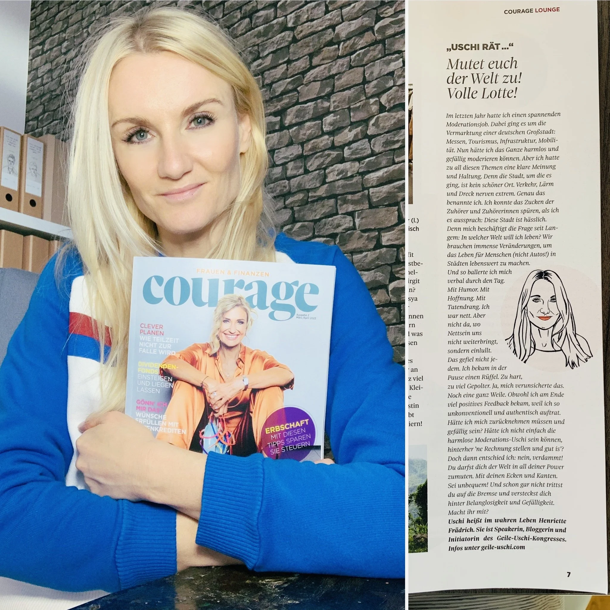 Henriette mit Uschi-Kolumne N°4 im COURAGE-Magazin: Mutet euch der Welt zu!