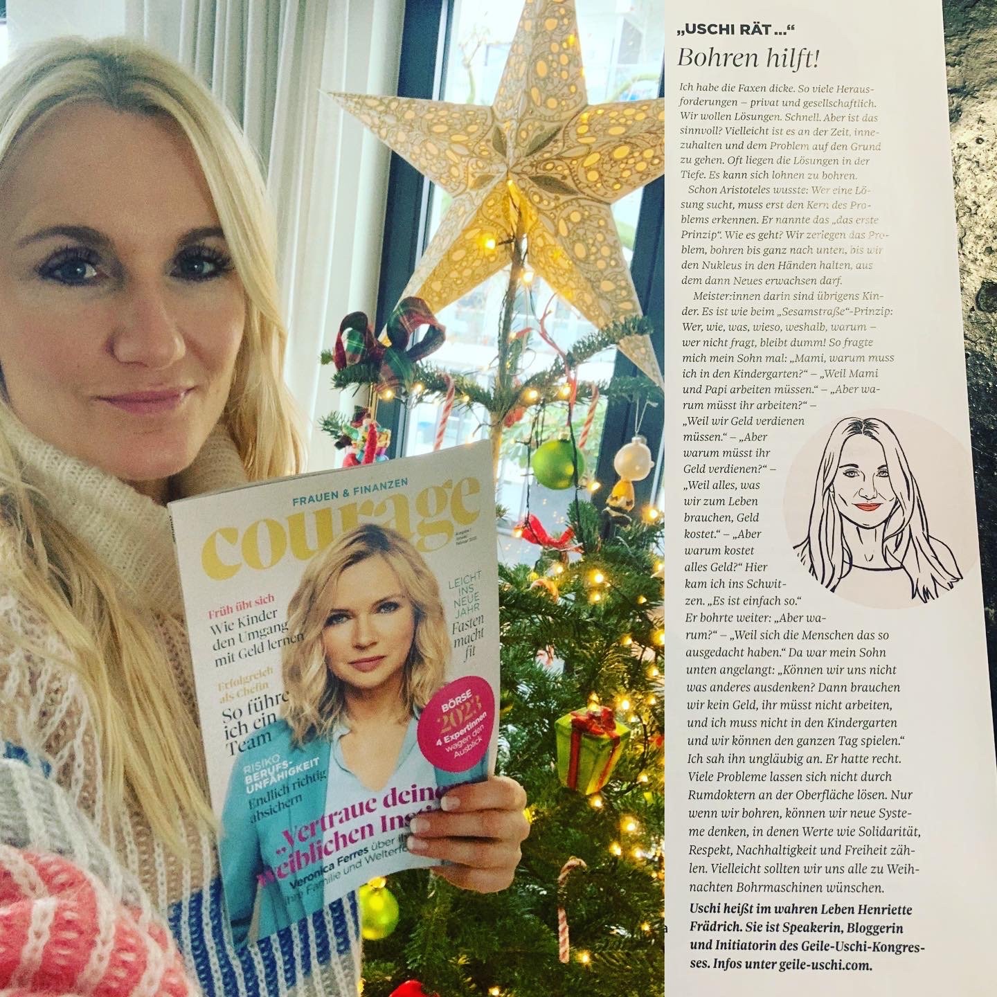 Henriette mit Uschi-Kolumne N°9 im COURAGE-Magazin: Bohren hilft!