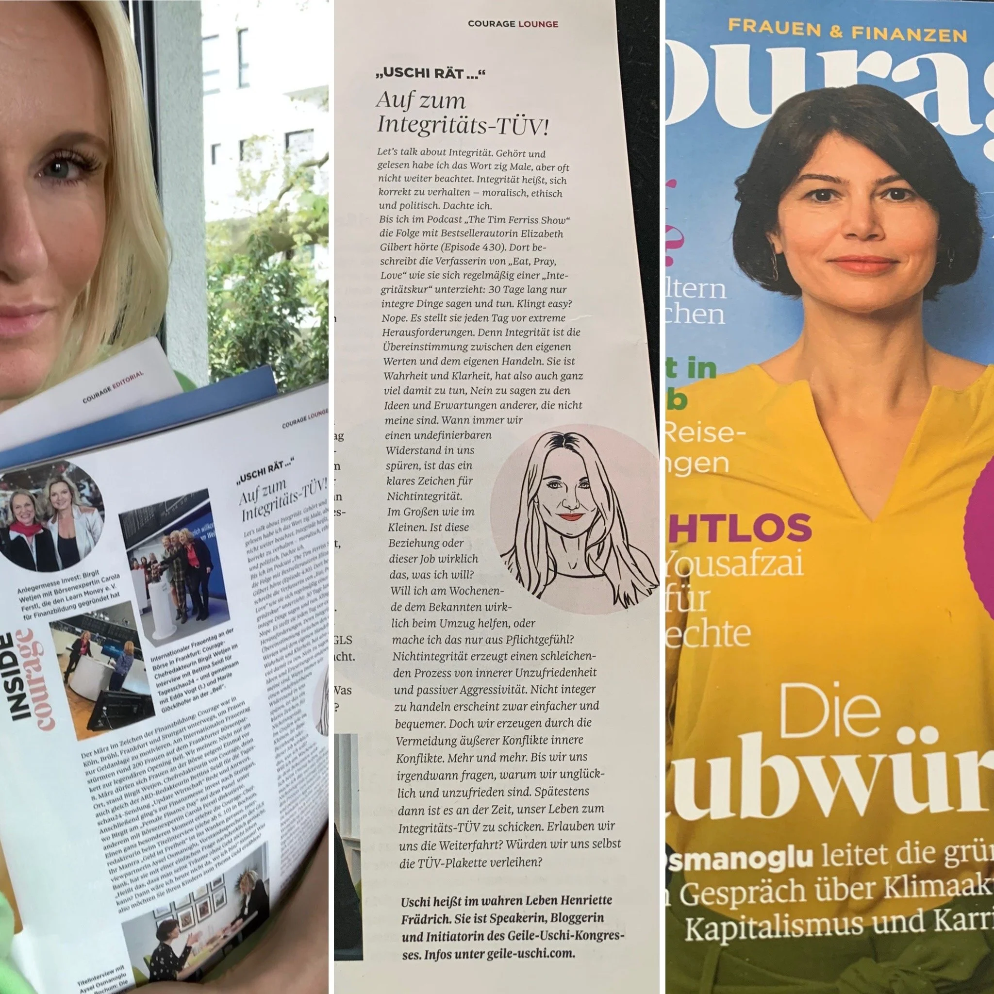 Henriette mit Uschi-Kolumne N°11 im COURAGE-Magazin: Ab zum Integritäts-TÜV!