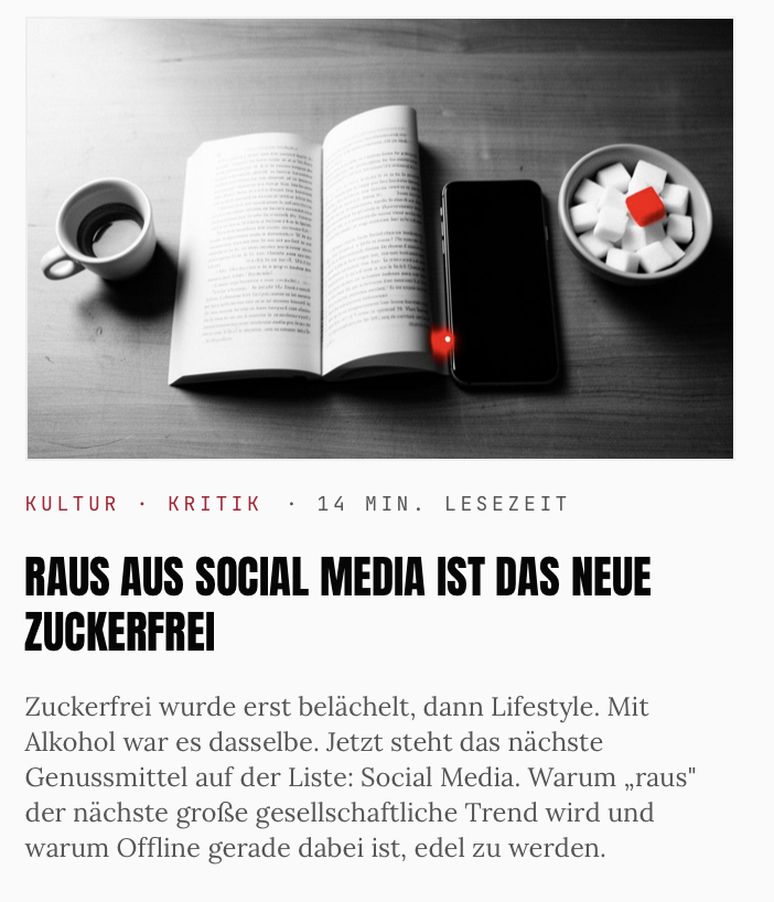 Raus aus Social Media ist das neue Zuckerfrei