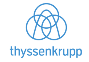 Thyssenkrupp Logo mit fünf überlappenden blauen Kreisen
