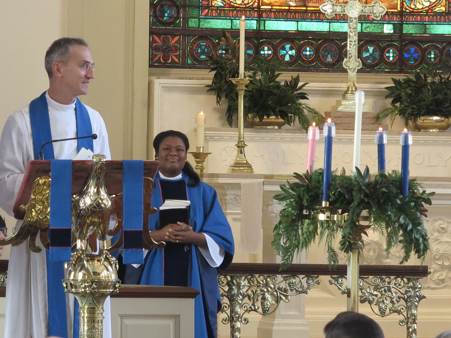 Michael White (rector) and Sierra Wilkinson Reyes (a ssociate rector 2011 - 2017)