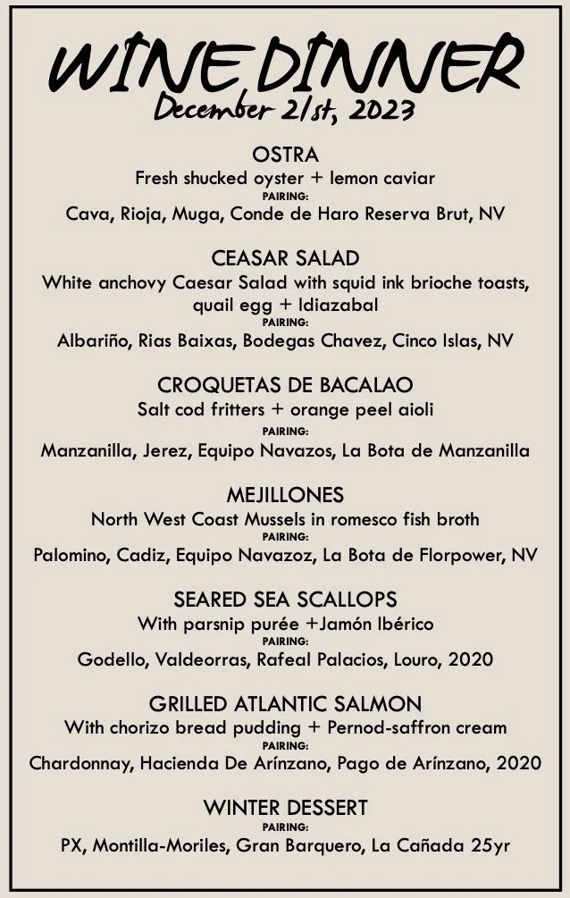 December Wine Dinner!