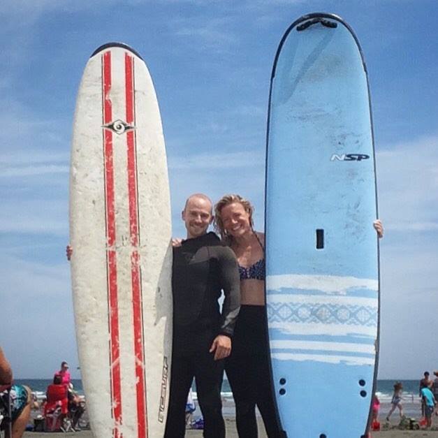 Chrystn and I, surfing at Jenness Beach in Rye, New Hampshire. 