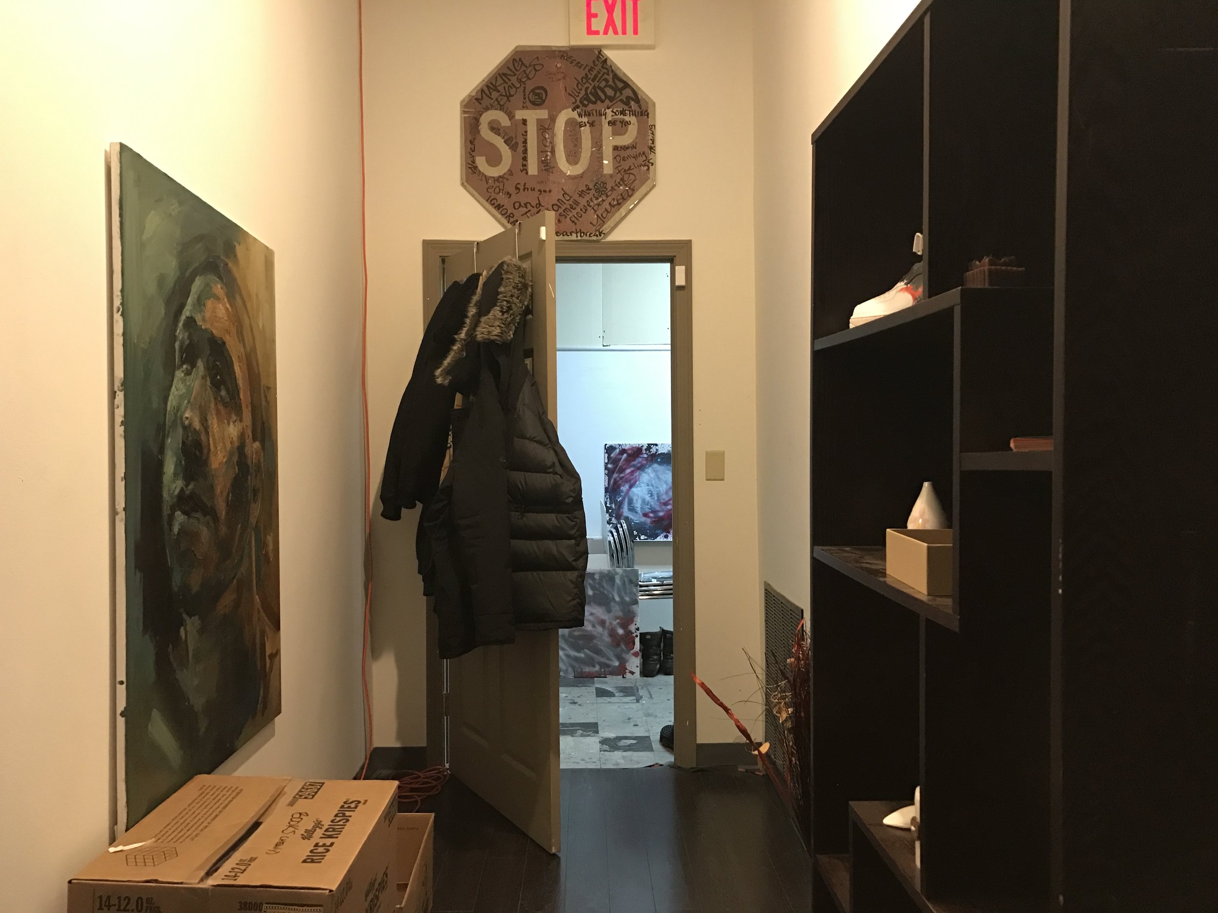  This will be the dressing room. The door will be covered/locked etc, and I envision a curtain drawn across from where the pictures was taken. 