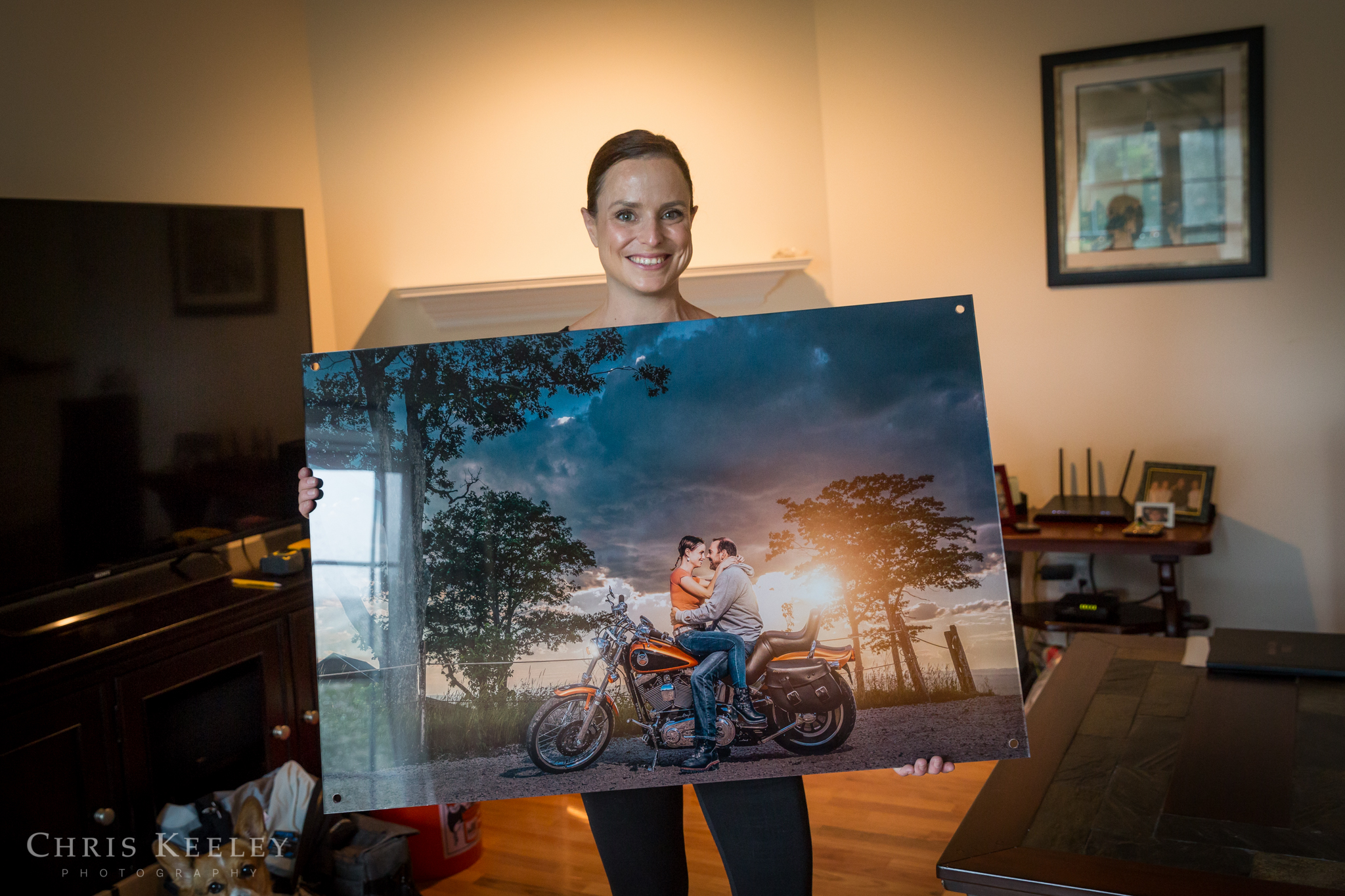 Heather with her acrylic metal print before installation. This piece looks absolutely stunning on their wall!