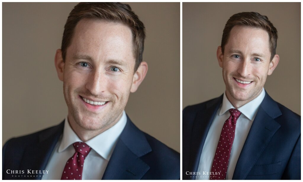 Clean, bright headshots with a simple background and natural light
