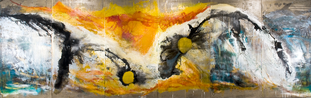 Trough shadows i can hear ancient voice oil on canvas 250 X840cm