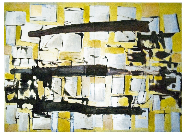 Planned mixed media on metal 9 0X14 0m