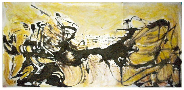 Reach out the wind mixed media on metal 9 0X19 0m