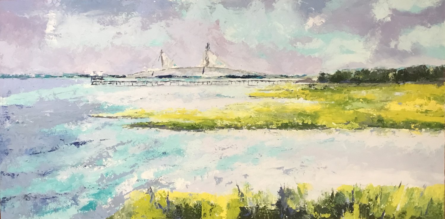 Original oil painting on birchwood canvas with cold wax medium 48"L x 24"H x 2"D Available: $1450.