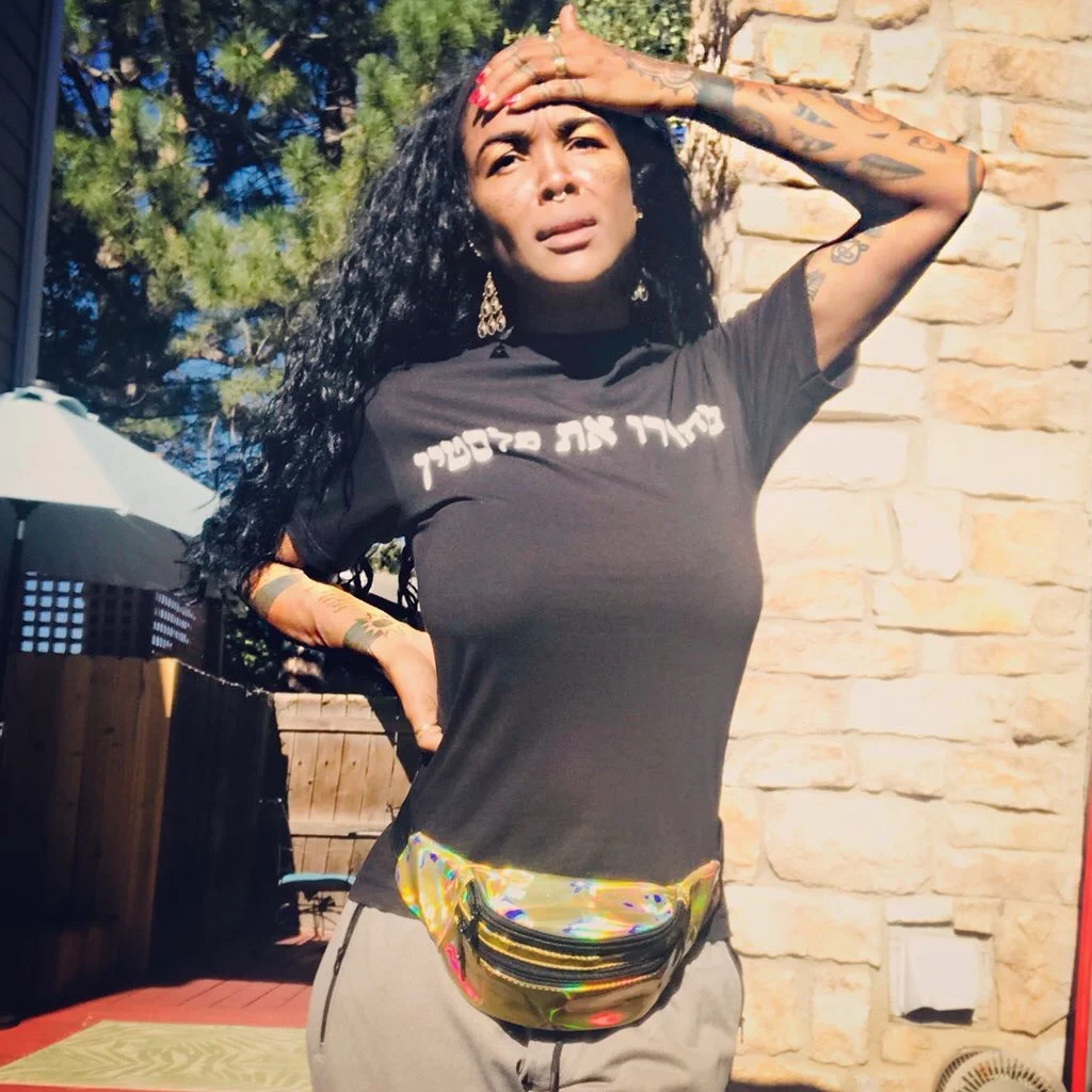 Black Free Palestine Shirt (worn by poet, performer, writer Dominique Christina, @dominiquechristina )