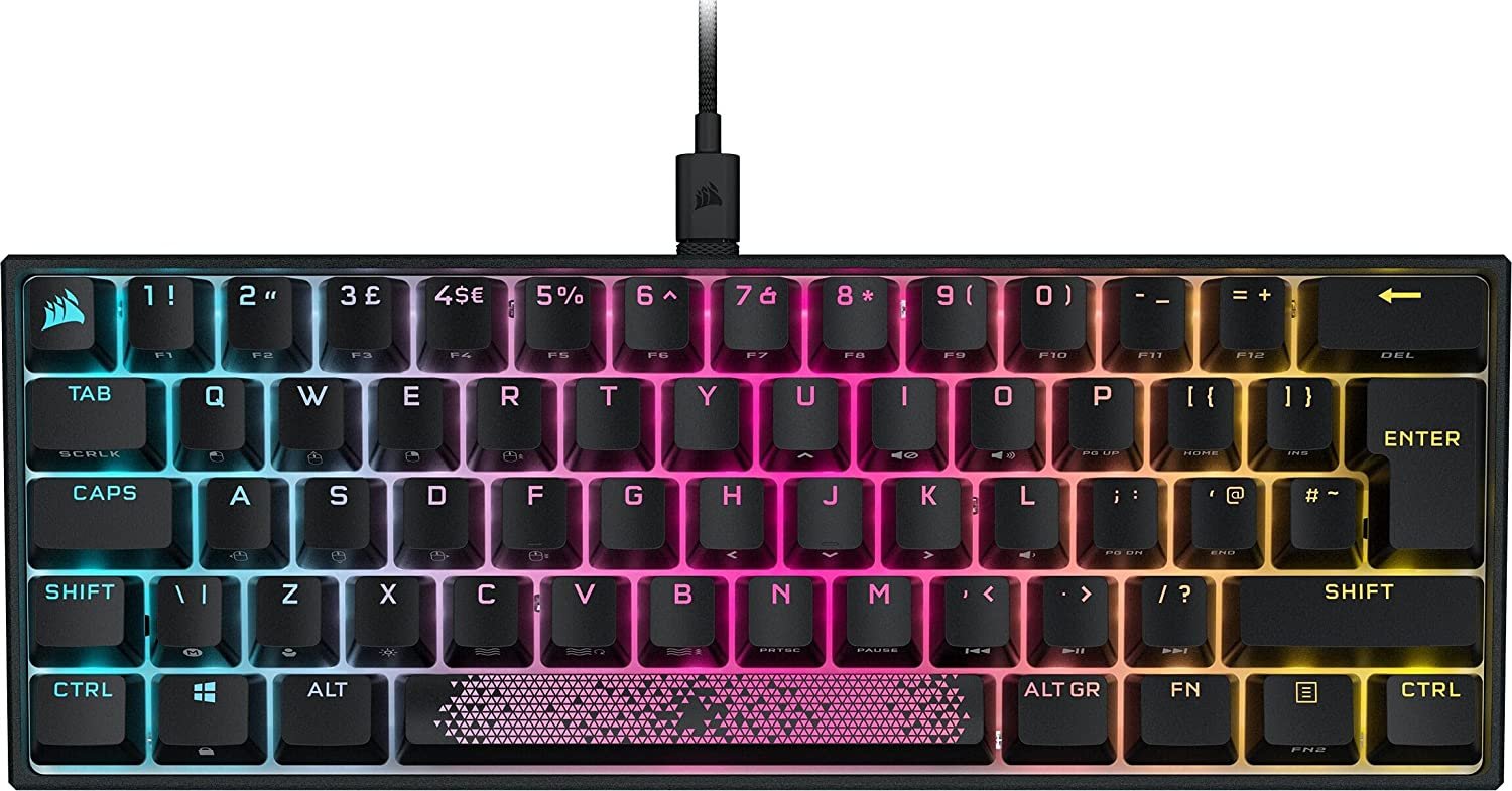 Corsair K65 RGB MINI 60% Mechanical Gaming Keyboard (Customisable RGB Backlighting, CHERRY MX Red Mechanical Keyswitches, PBT Double-Shot Keycaps, AXON Hyper-Processing Technology)