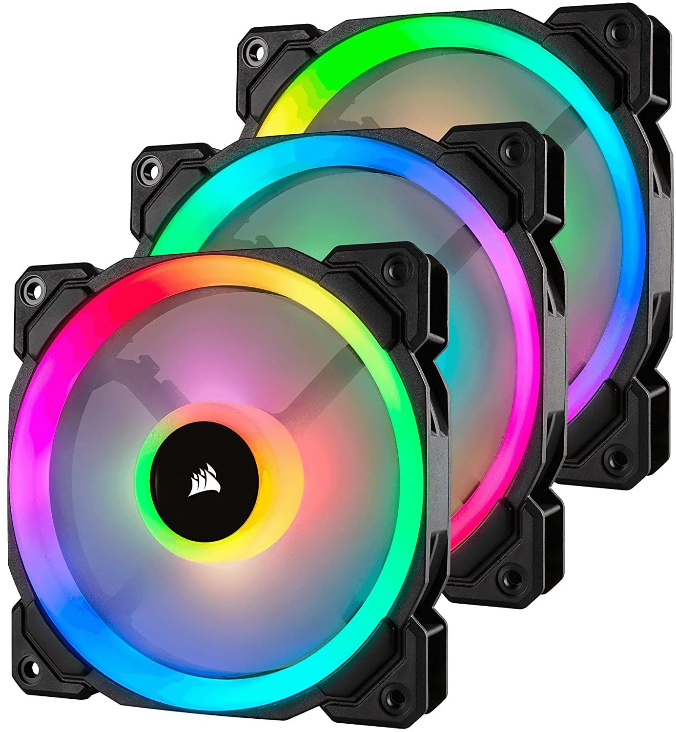 Corsair LL Series LL120 RGB 120mm Dual Light Loop RGB LED PWM Fan 3 Fan Pack with Lighting Node Pro 