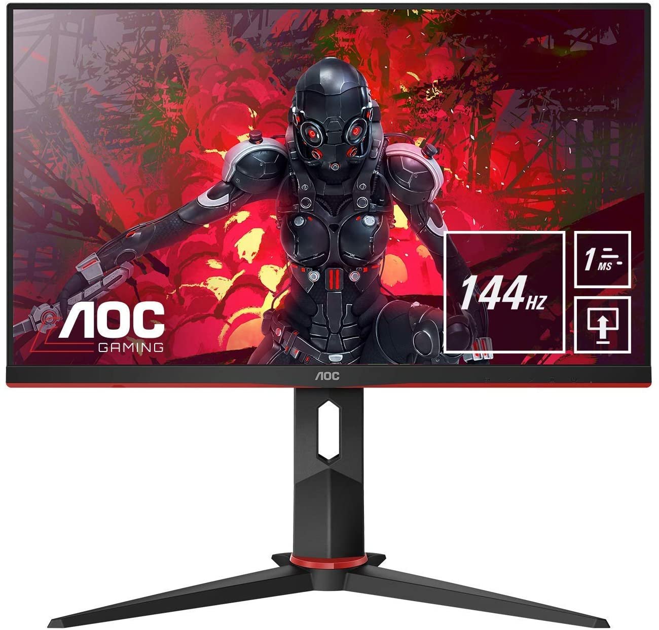 AOC Gaming 24G2U -24 Inch FHD Monitor, 144Hz, 1ms, IPS, AMD FreeSync, Height Adjust, Speakers