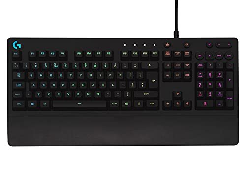 Logitech G213 Prodigy Gaming Keyboard, LIGHTSYNC RGB Backlit Keys, Spill-Resistant, Customizable Keys, Dedicated Multi-Media Keys, QWERTY UK Layout - Black