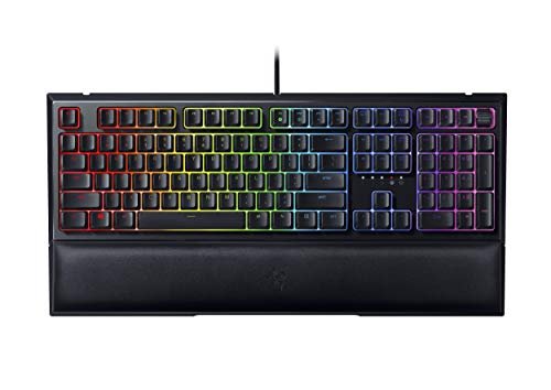 Razer Ornata V2 - Gaming Keyboard with Mecha-Membrane Keys (Hybrid Mecha-Membrane Switch, Razer Chroma RGB Backlight, Digital Volume Wheel, Ergonomic Wrist Rest) UK-Layout | Black