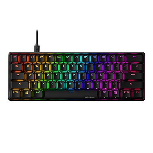 HyperX Alloy Origins 60 - Mechanical Gaming Keyboard, Ultra Compact 60% Form Factor, Double Shot PBT Keycaps, RGB LED Backlit, NGENUITY Software Compatible - Linear HyperX Red Switch, Black