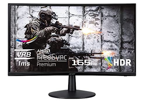 Acer Nitro ED240Q Sbiip 23.6" Full HD 1920 x 1080 VA 1500R Curved Gaming Monitor | AMD FreeSync Premium | 165Hz Refresh Rate | 1ms (VRB) | ZeroFrame Design | 1 x Display Port 1.4 & 2 x HDMI 2.0 Ports