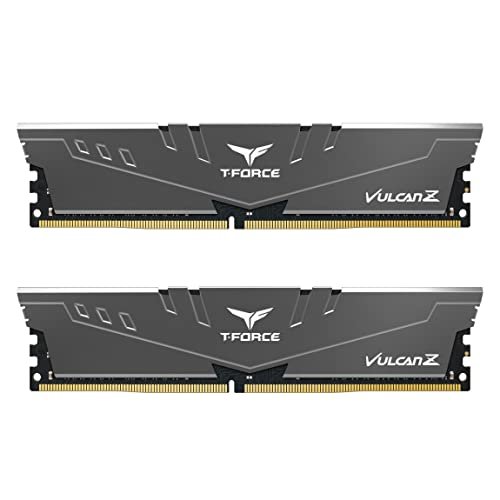 TEAMGROUP T-Force Vulcan Z DDR4 32GB Kit (2x16GB) 3600MHz (PC4-28800) CL18 Desktop Memory Module Ram TLZGD432G3600HC18JDC01 - Gray