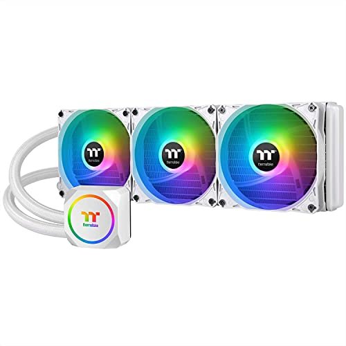 Thermaltake TH360 ARGB Motherboard Sync Snow Edition Intel LGA1700 Ready/AM5/AMD All-in-One Liquid Cooling System 360mm High Efficiency Radiator CPU Cooler CL-W302-PL12SW-B, White
