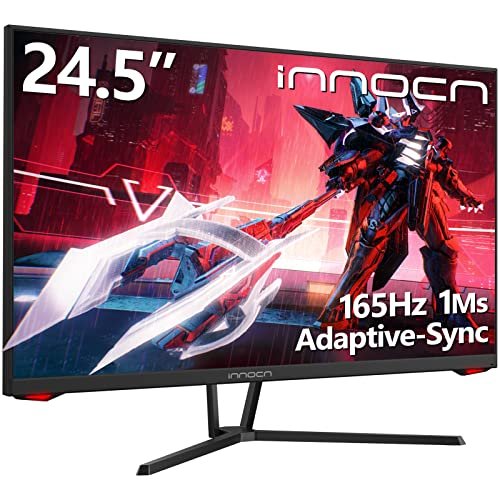 INNOCN 24.5" Gaming Monitor 165Hz / 144Hz 1920 x 1080P FHD 1ms FreeSync G-Sync Compatible HDMI DisplayPort Eye Care 99% sRGB Ultra Thin LED Computer PC Gaming Monitor, VESA Mountable, Black - 25G1G